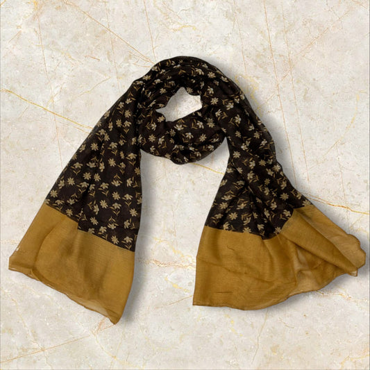 Eclair Brown Pretty Floral Printed Modal Hijab
