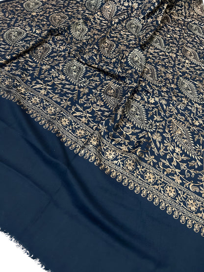 Navy - Embroidered Kalamkar Kashmiri Shawl