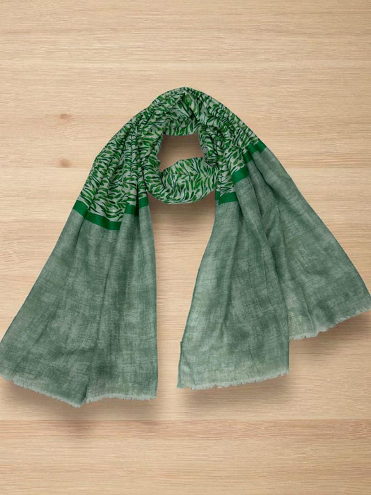 Amazon Green Blurred Leaves Printed Modal Hijab
