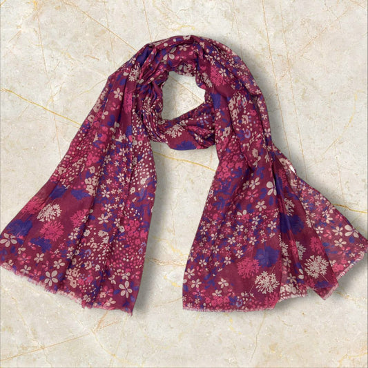 Rouge Pink Little Floral Printed Modal Hijab