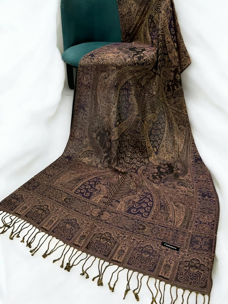 Eggplant Purple Skin Persian Paisley Dual-Tone Pashmina Hijab