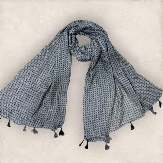 Grey Honeycomb Printed Modal Hijab