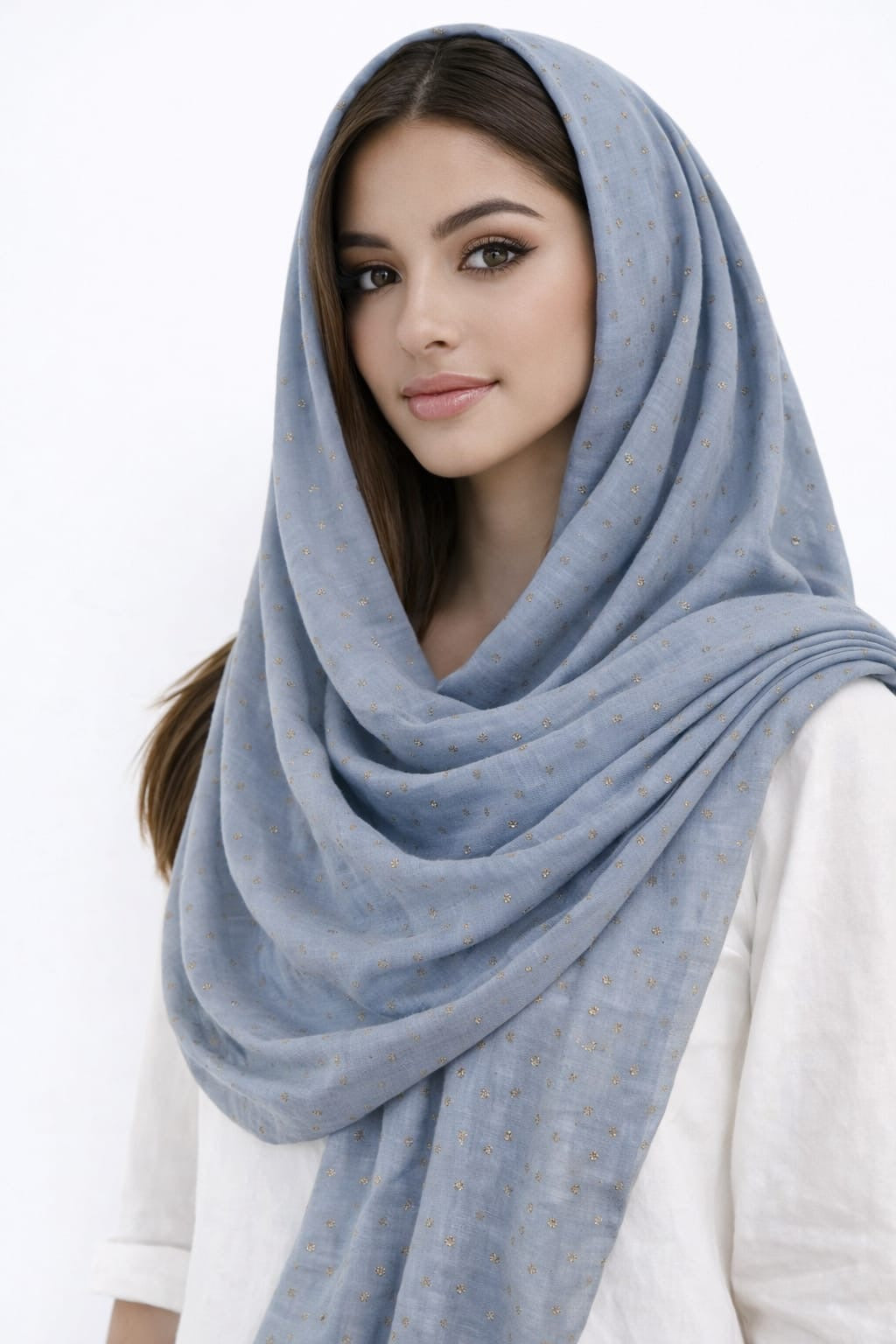 Denim Blue Rose Sequence Hijab