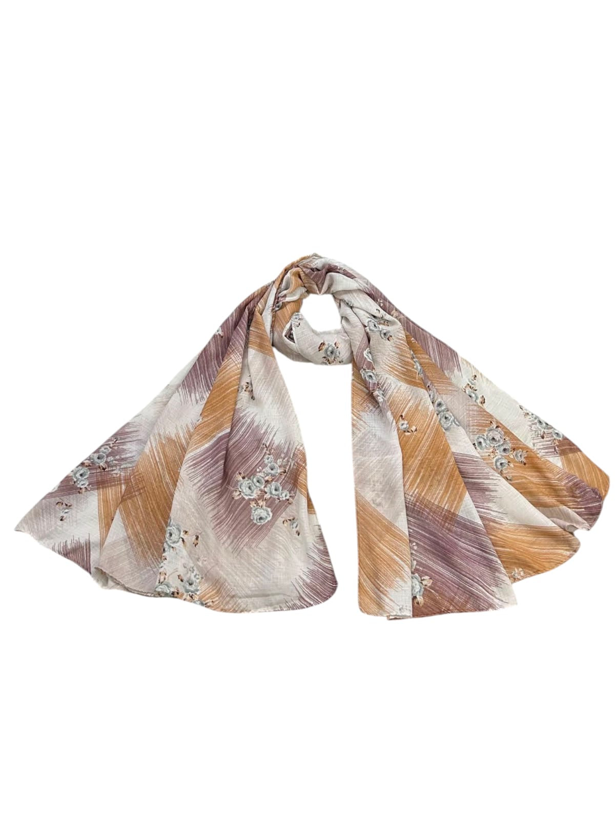 Mauve Brown Sketches Floral Printed Modal Hijab