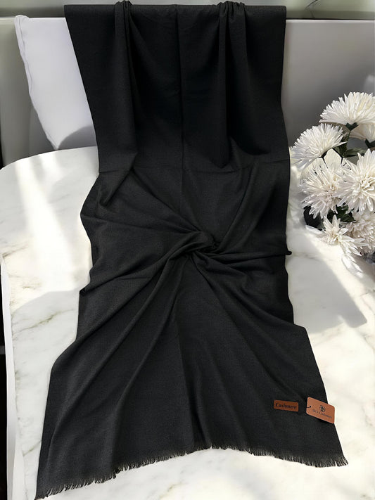 Plain Cashmere Hijab Scarf - Jet Black