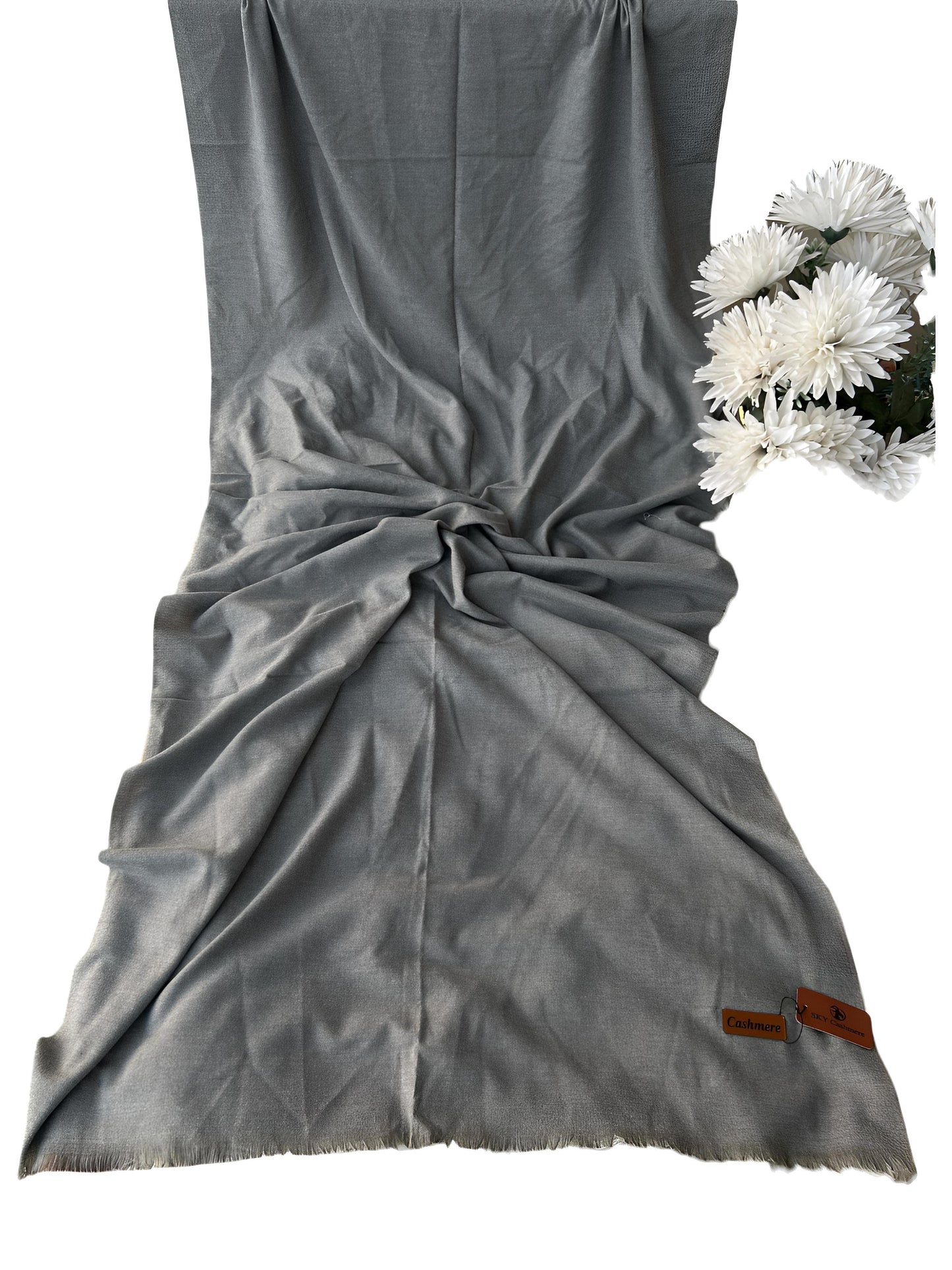 Plain Cashmere Hijab Scarf - Grey
