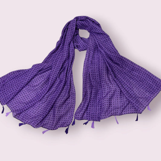 Purple Honeycomb Printed Modal Hijab