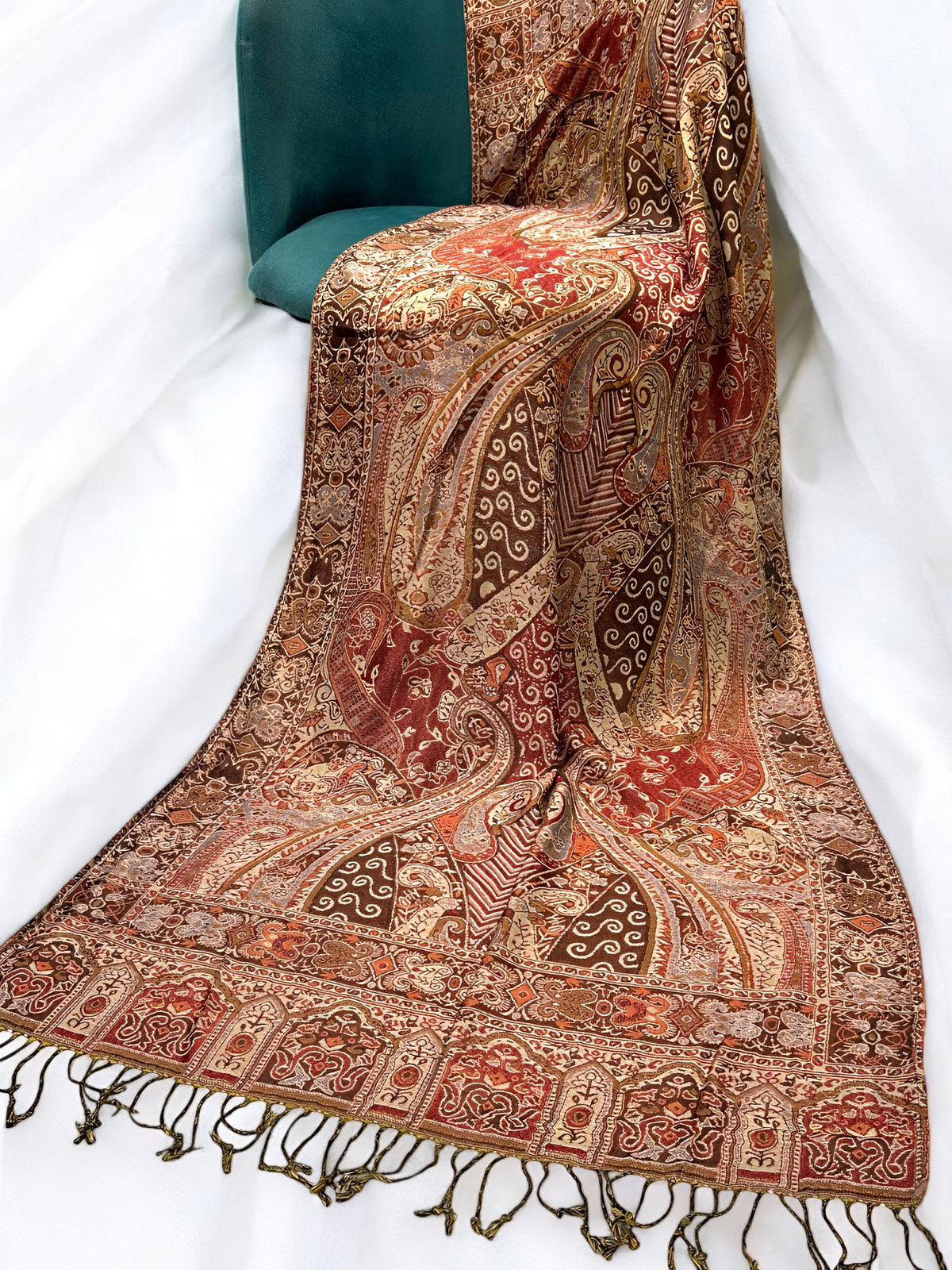 Fawn Skin Persian Paisley Dual-Tone Pashmina Hijab
