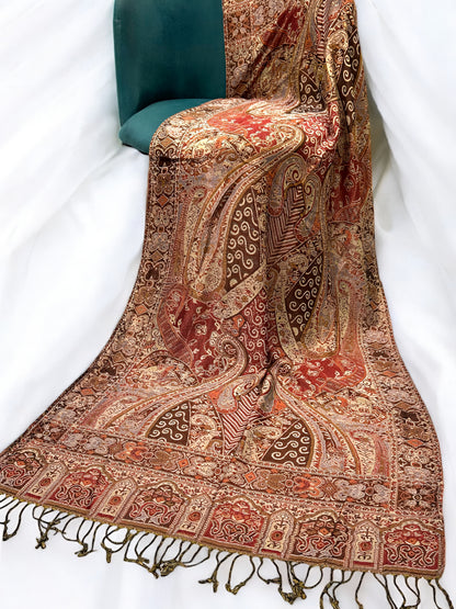 Fawn Skin Persian Paisley Dual-Tone Pashmina Hijab