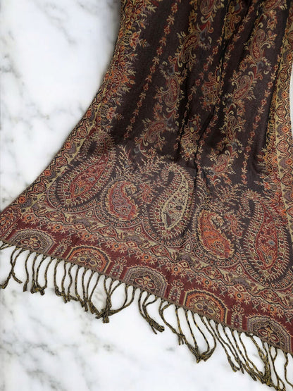 Mauve Rust Mint Curved Paisley Pashmina Hijab