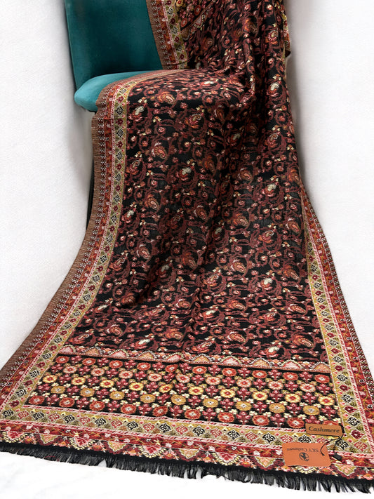 Black Peach Floral Kani Pashmina Hijab