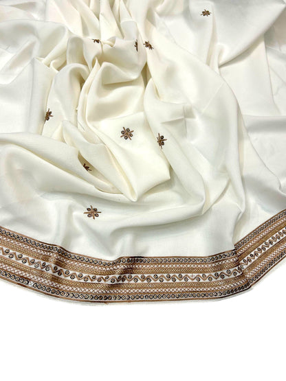White Fancy Double Sequence Embroidered Shaal