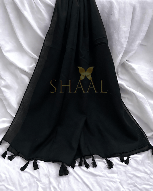 Black - Lawn Tassel Hijab