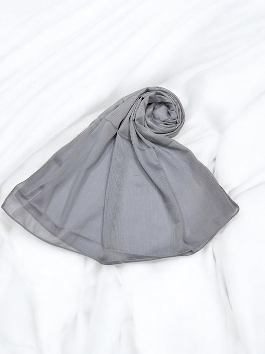 Lilac Gray - Crinkle Shimmer Chiffon Wedding Party Occasion Hijab Scarf