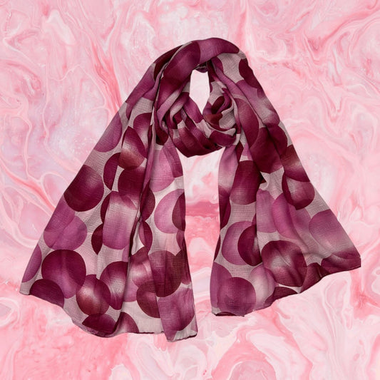 Raspberry Pink Circles Printed Modal Hijab