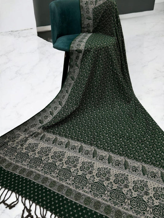 Starry Pashmina Shawl - Forest Green Greige