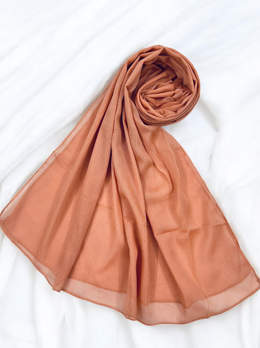 Peach Pie - Crinkle Shimmer Chiffon Wedding Party Occasion Hijab Scarf