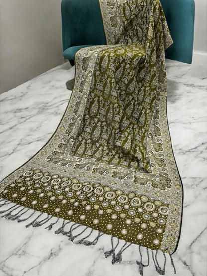 Pickle Green Dotted Dual Tone Pashmina Hijab