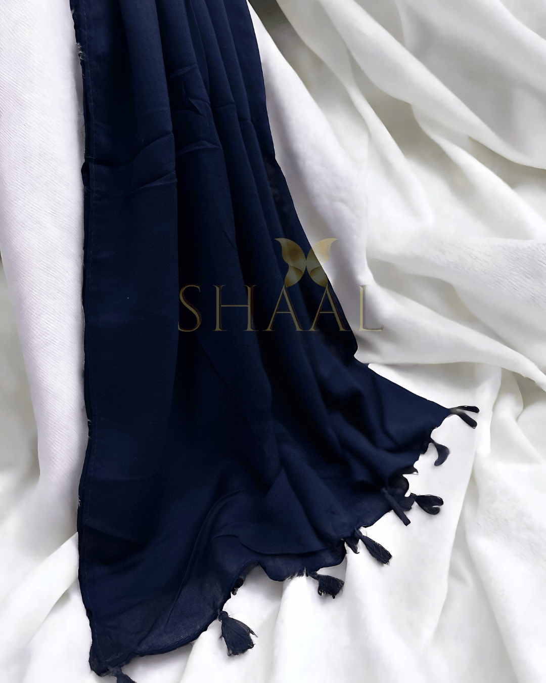 Navy Blue - Lawn Tassel Hijab