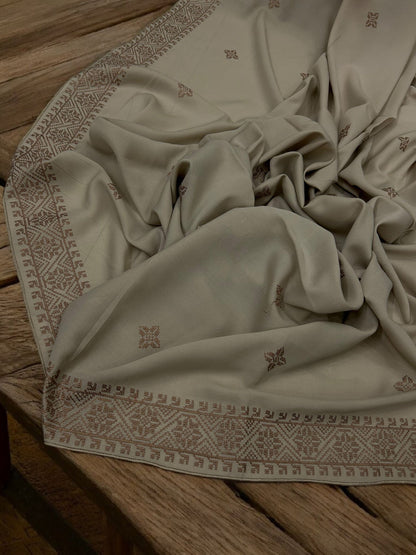 Beige Biscuit Mosaic Fancy Embroidered Shaal