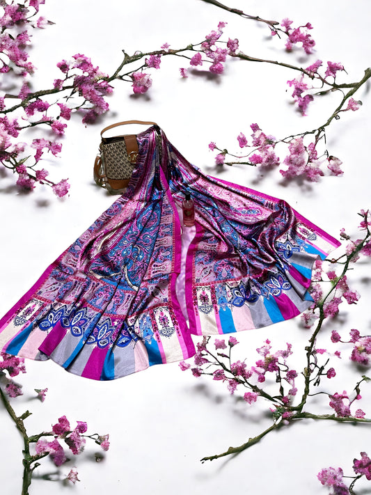 Satin Silk Scarf - Spring Bloom