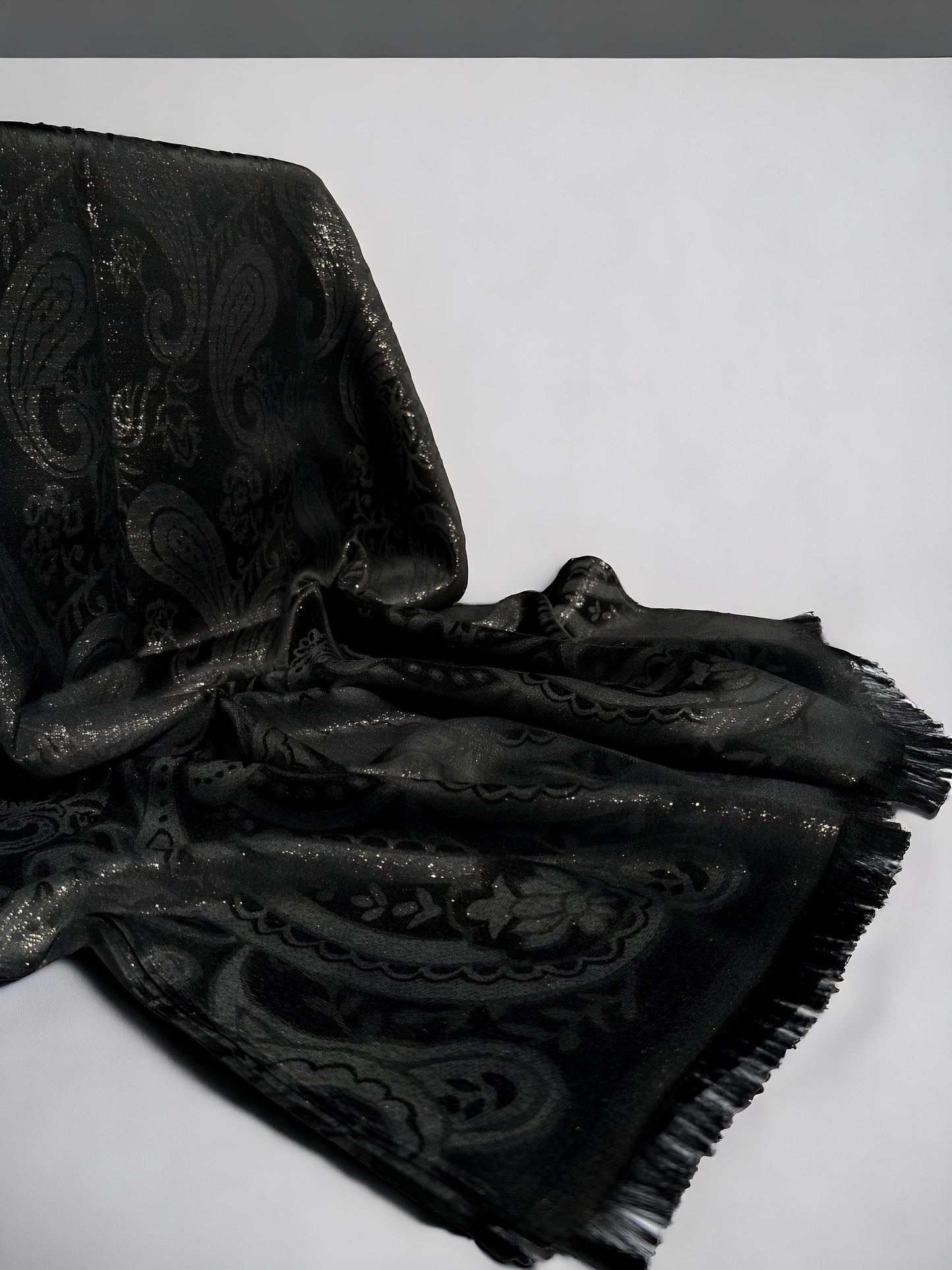 Shimmer silk hijab - Black Sand