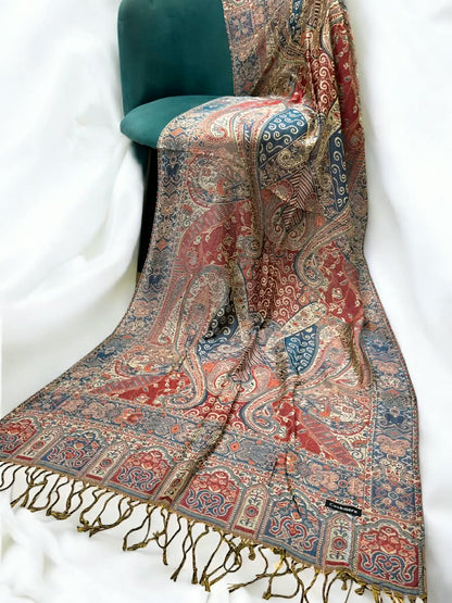 Rust Mint Green Persian Paisley Dual-Tone Pashmina Hijab
