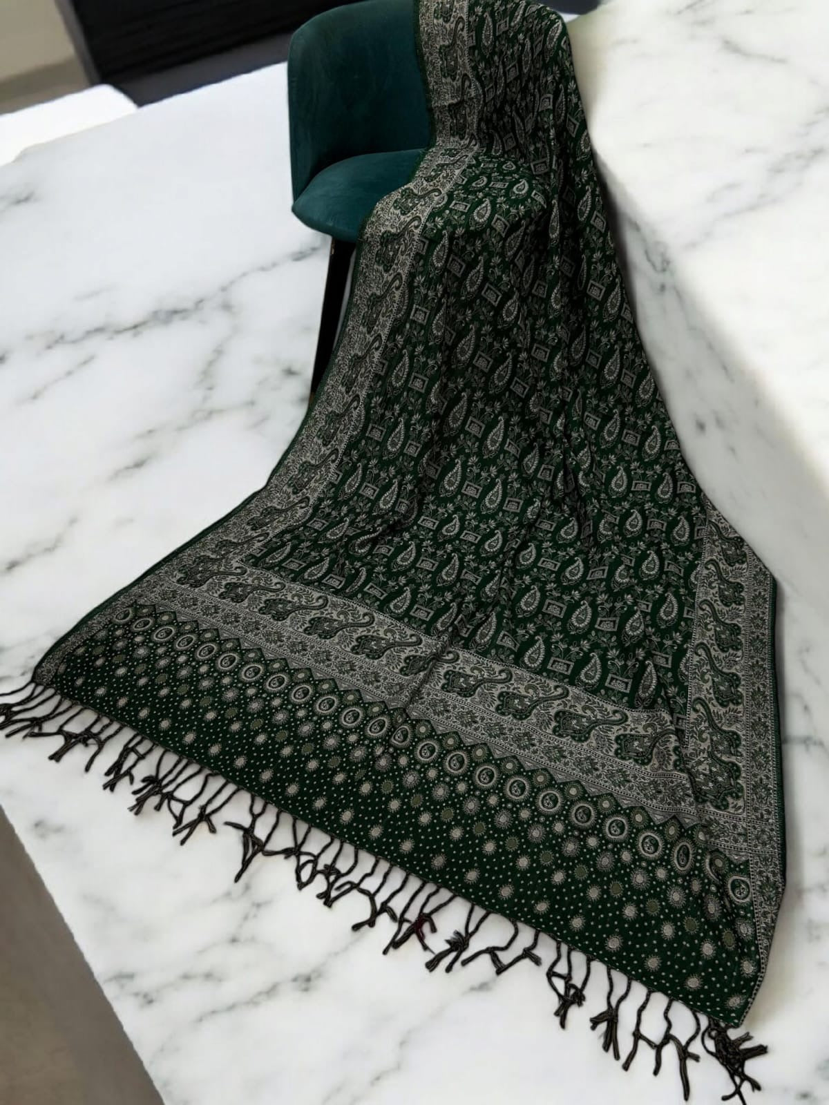 Dotted Paisley Pashmina Shawl - Black Mint