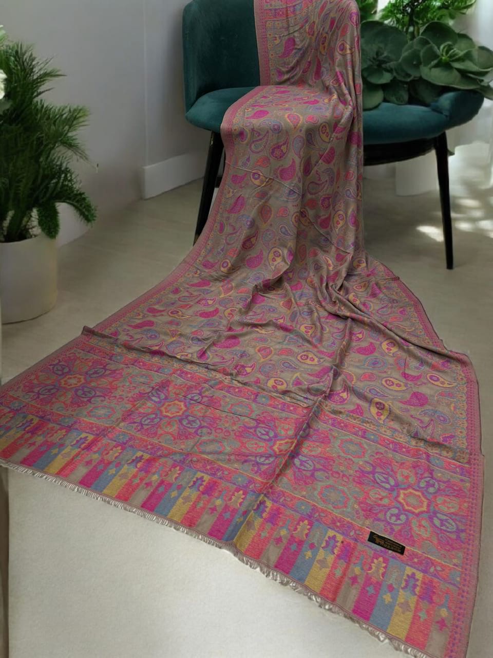 Pashmina Shawl - Candy Pink Beige