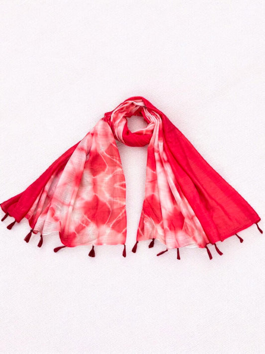Fresh Red Ombre Printed Modal Hijab