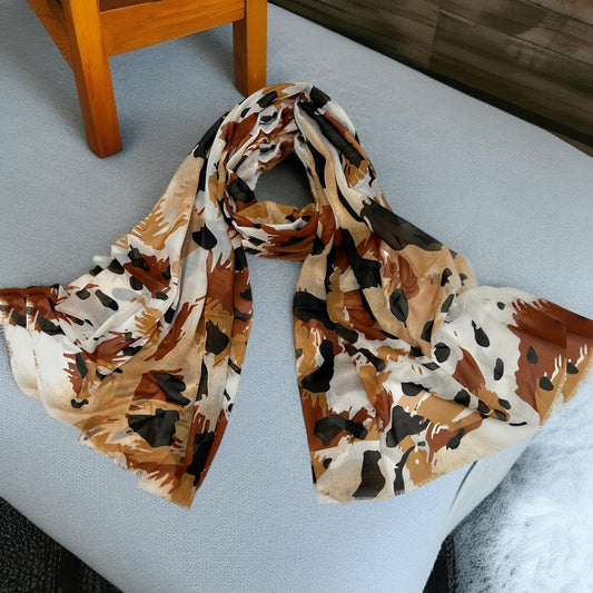 Caramel Brown Leopard Printed Lawn Hijab