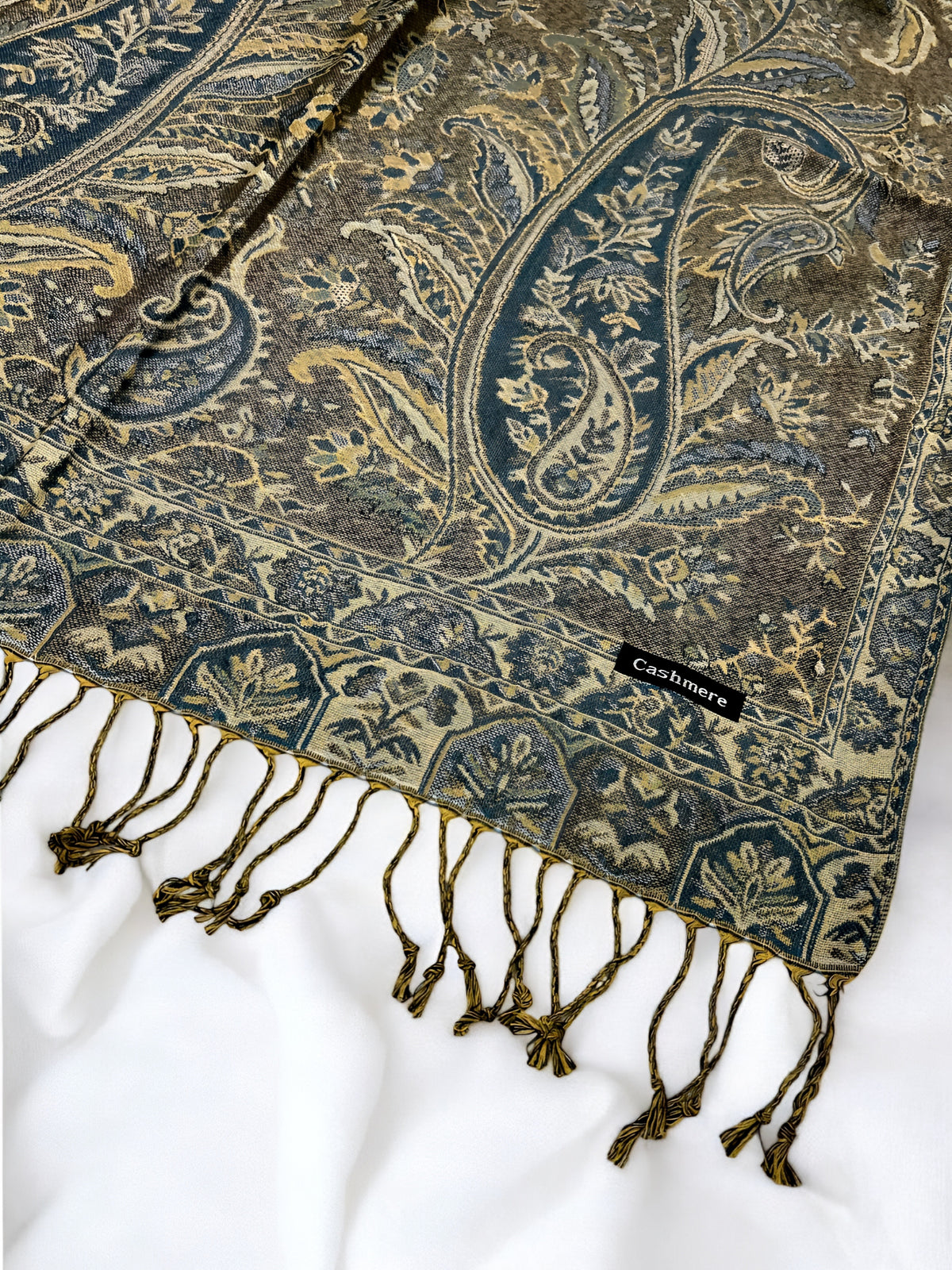 Pista Green Zinc Persian Garden Paisley Two-Tone Pashmina Hijab