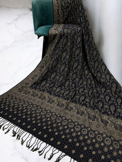 Dotted Pashmina Shawl - Black Greige
