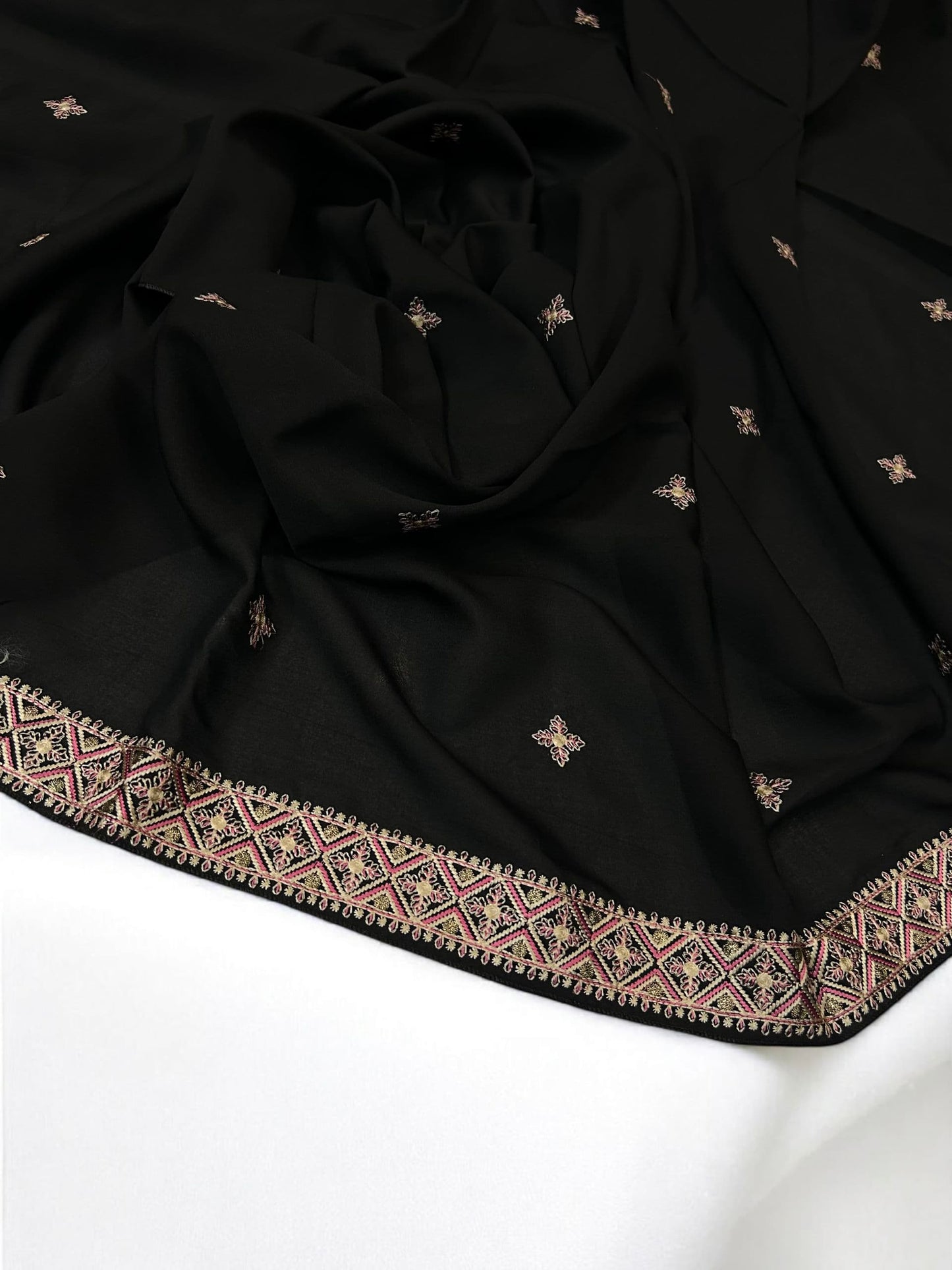 Black Diamond Double Embroidered Shaal