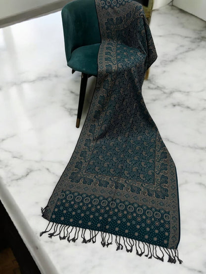 Green Beige Dotted Dual Tone Pashmina Hijab