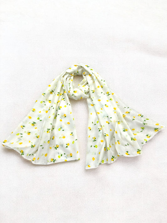 Creamy Little Lemons Printed Modal Hijab