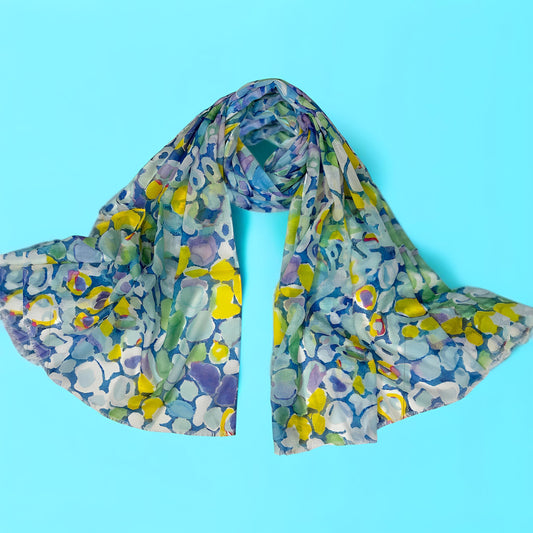 Blue Abstract Shapes Printed Lawn Hijab