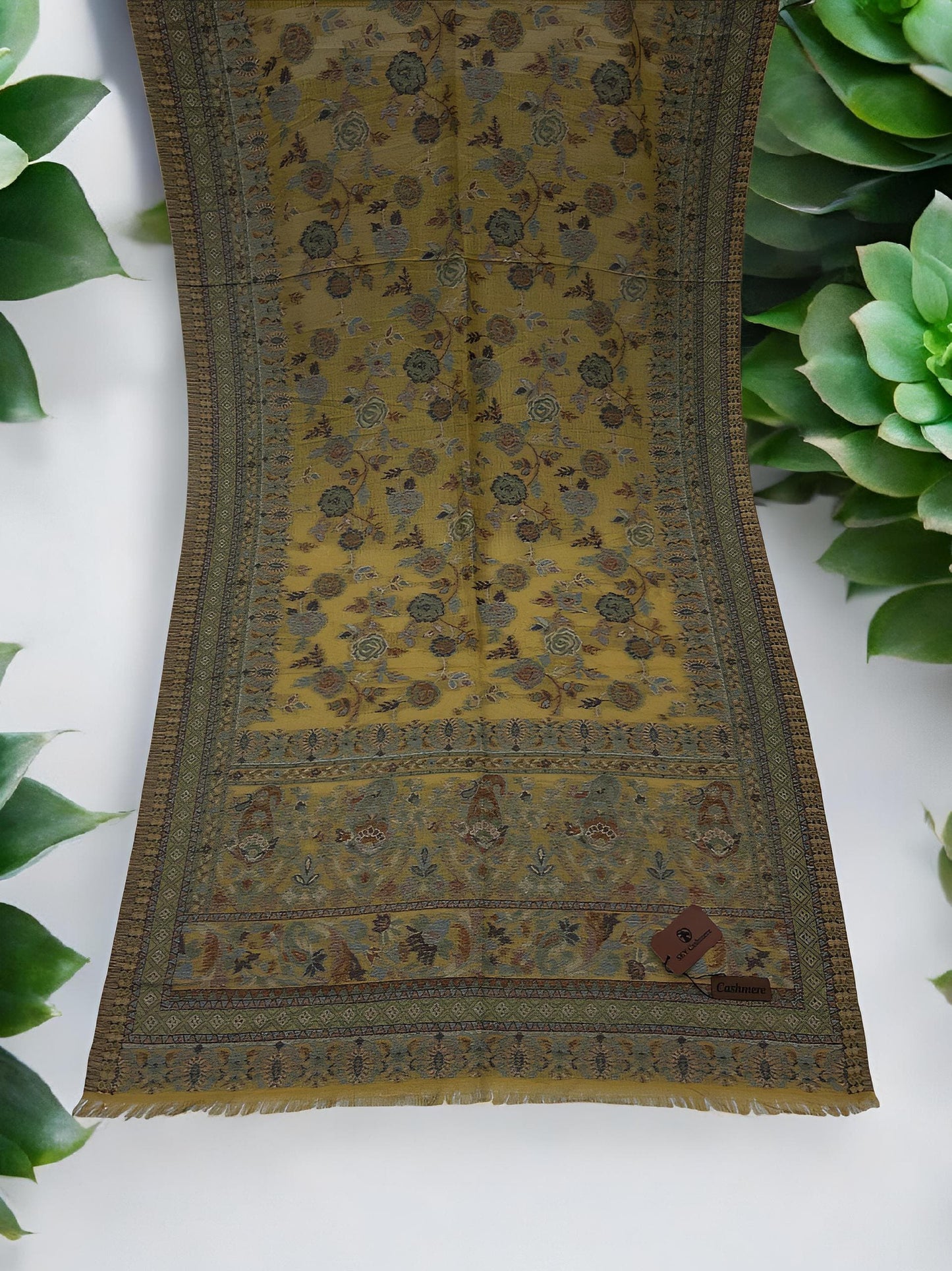 Mustard Gold Floral Pashmina Hijab