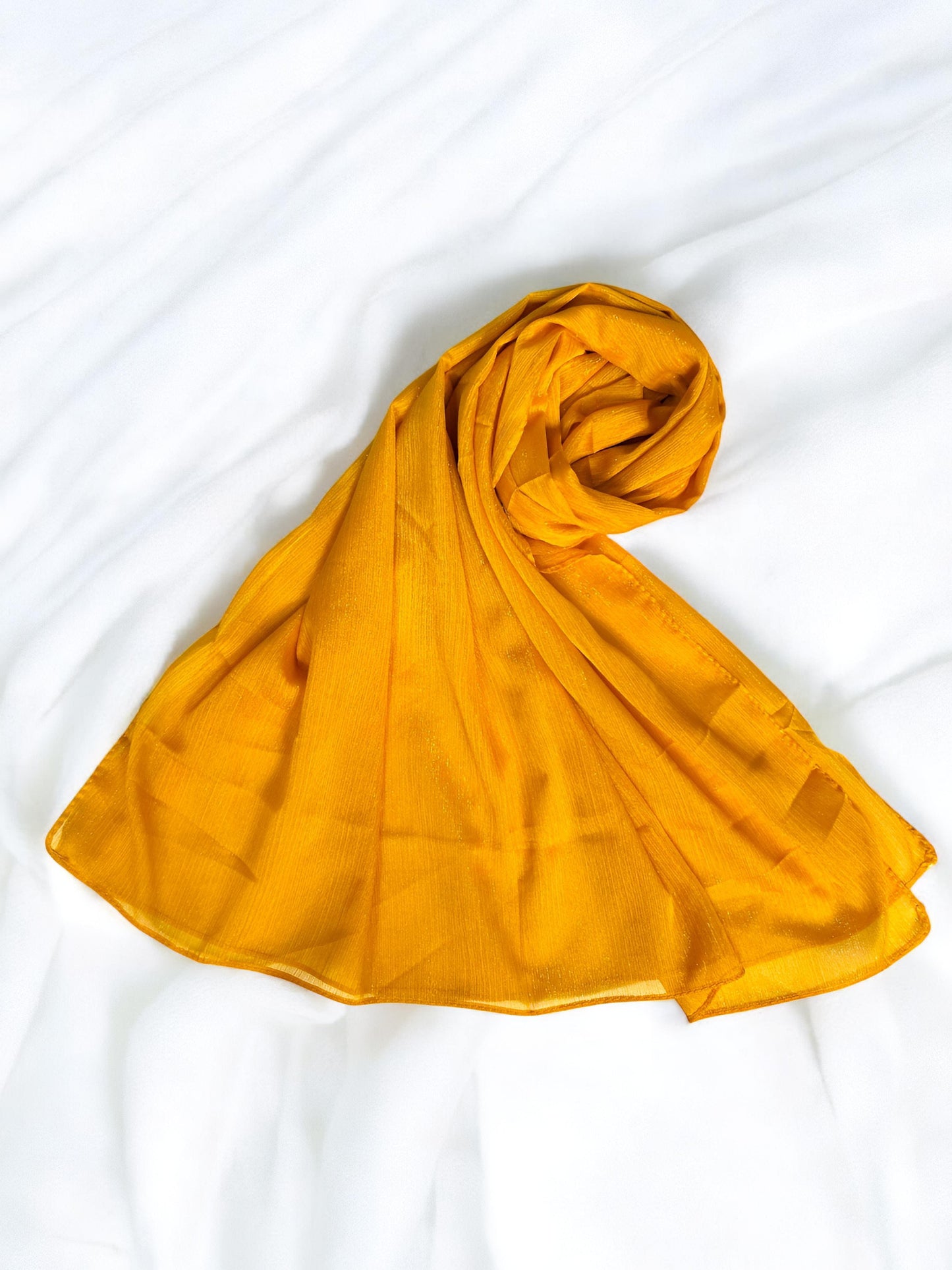 Yellow - Crinkle Shimmer Chiffon Wedding Party Occasion Hijab Scarf