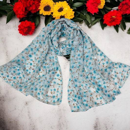 Sky Fall Floral Printed Lawn Hijab