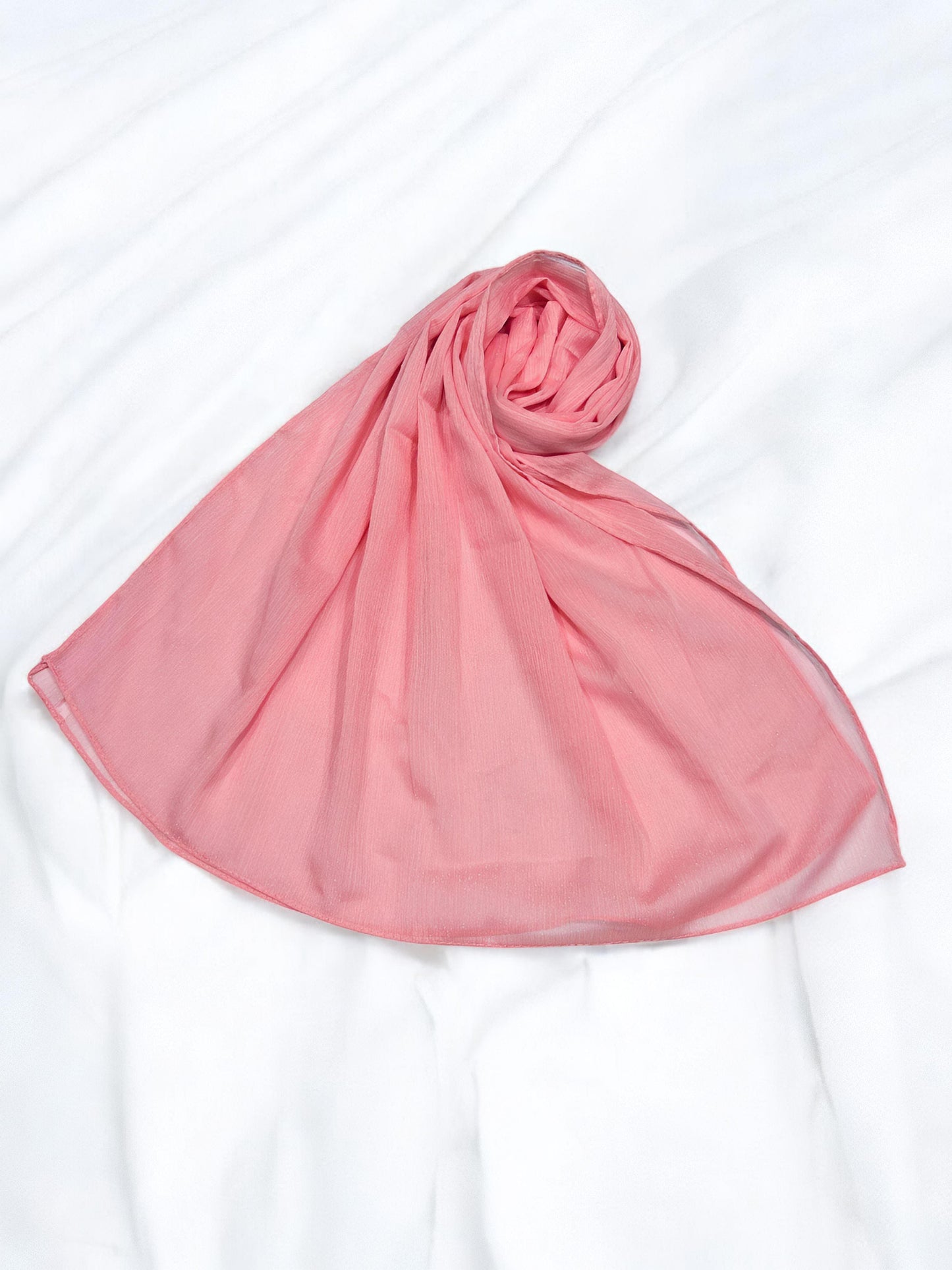 Candlelight Peach - Crinkle Shimmer Chiffon Wedding Party Occasion Hijab Scarf