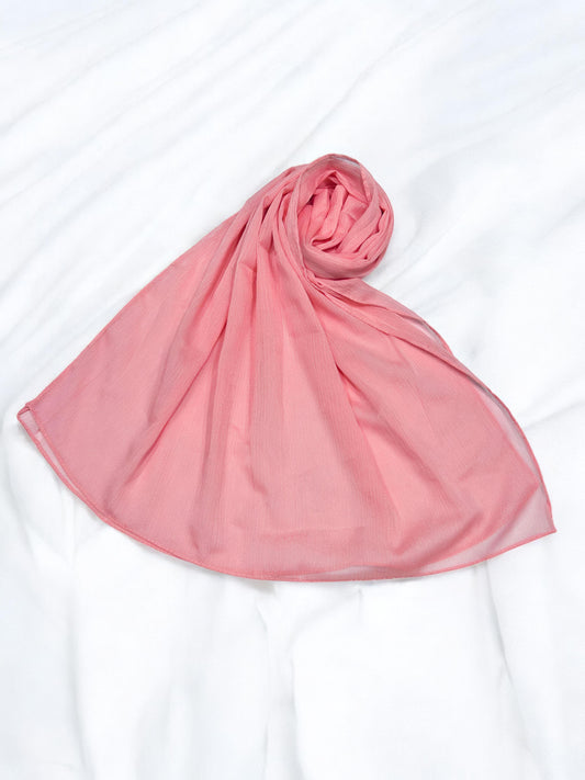 Candlelight Peach - Crinkle Shimmer Chiffon Wedding Party Occasion Hijab Scarf