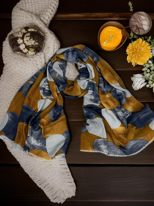 Brown Blue Balls Printed Modal Hijab