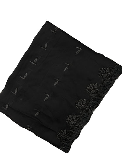 Black Rosemary Embroidered Chiffon Dupatta