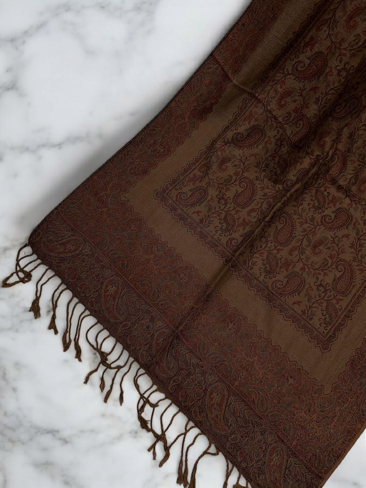 Coffee Rust Little Paisleys Two-Tone Pashmina Hijab