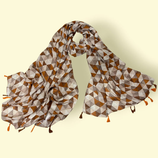 Mocha Latte Checkered Printed Modal Hijab
