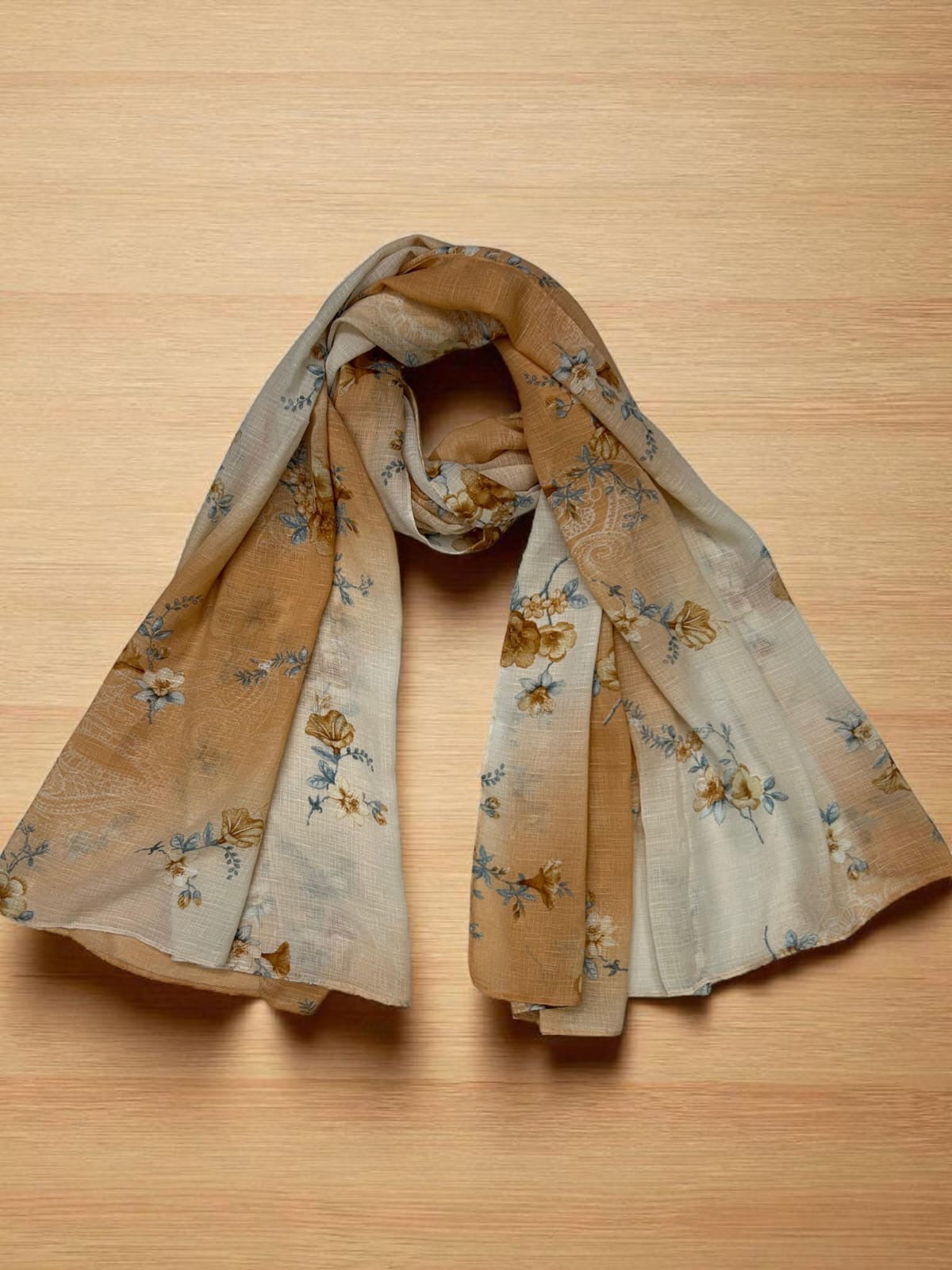 Fox Brown Ashy Floral Printed Modal Hijab