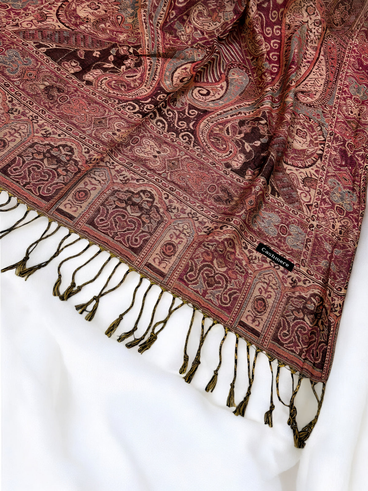 Tea Pink Skin Persian Paisley Dual-Tone Pashmina Hijab