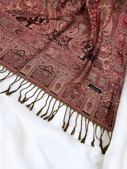 Tea Pink Skin Persian Paisley Dual-Tone Pashmina Hijab