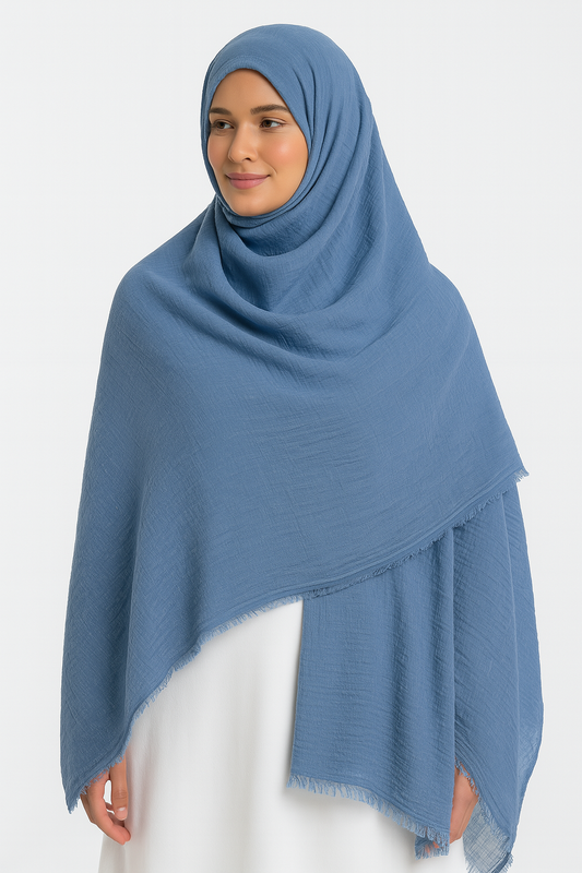 Steel Blue -  Crimp Lawn Hijab